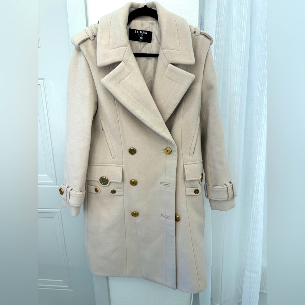 Balmain wool coat light pink